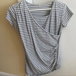 Gray and White Striped Nursing Top